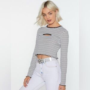 NWOT NastyGal Peep What You Sow Striped Crop Top